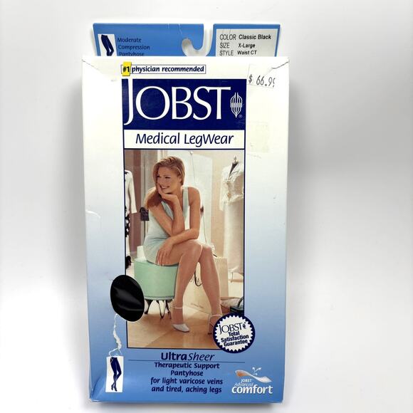 Jobst Compression Pantyhose Stockings 15-20 mmHg Sz XL Black Ultra Sheer Medical - Picture 1 of 9